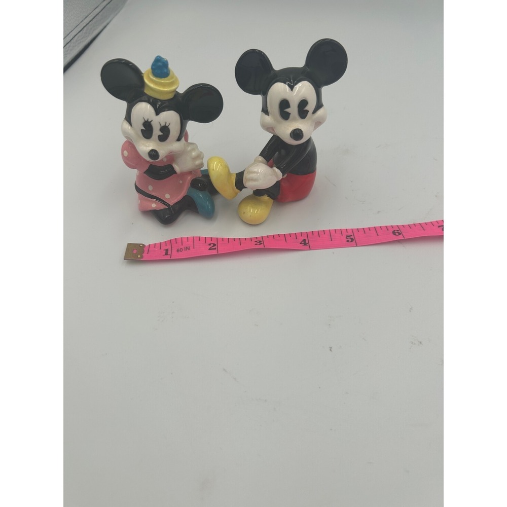 Vintage Walt Disney Productions Mickey and Minnie Mouse Ceramic Figurines Japan - Picture 5 of 6
